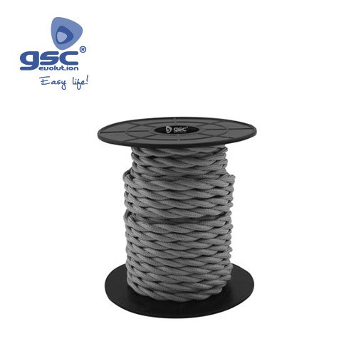 Cable Textile 10M Tressé Gris foncé (2x0.75mm)