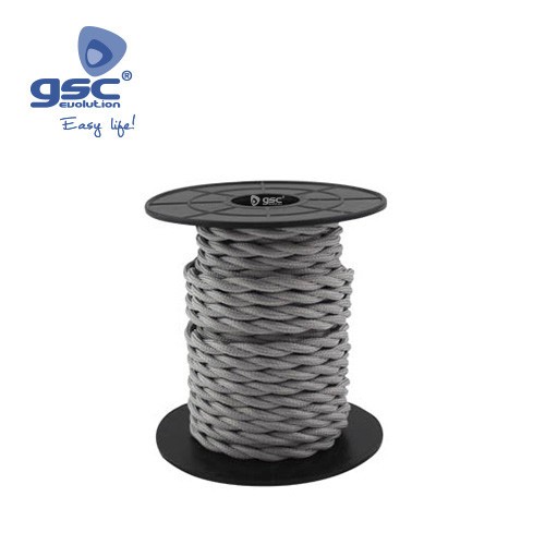 Cable Textile 10M Tressé Gris  (2x0.75mm)