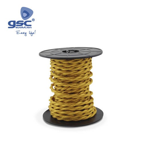 Cable Textile 10M Tressé Jaune (2x0.75mm)