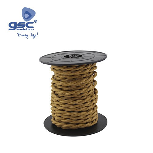 Cable Textile 10M Tressé Doré (2x0.75mm)
