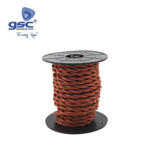 Cable Textile 10M Tressé Rouge Grenat (2x0.75mm)