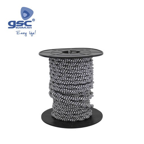 Cable Textile 10M Tressé Noir/Blanc (2x0.75mm)