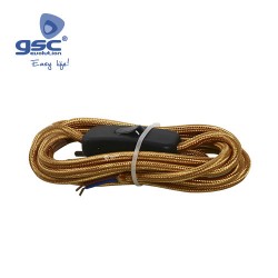 Cable Textile (2x0.75mm) 1.5M Prise+int. DOré