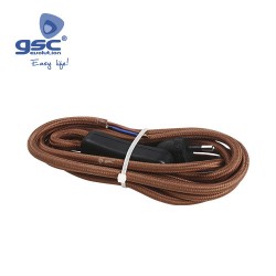 Cable Textile (2x0.75mm) 1.5M Prise+int. Marron