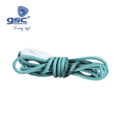 Cable Textile (2x0.75mm) 1.5M Prise+int. Turquoise
