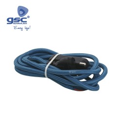 Cable Textile (2x0.75mm) 1.5M Prise+int. Bleu