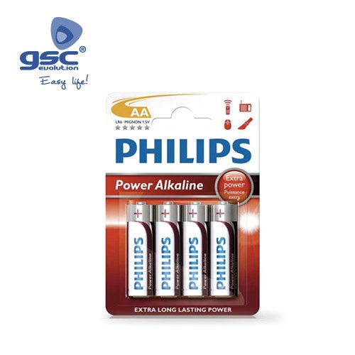 Piles Alcaline PHILIPS LR6 (AA) Blister 4 Unités