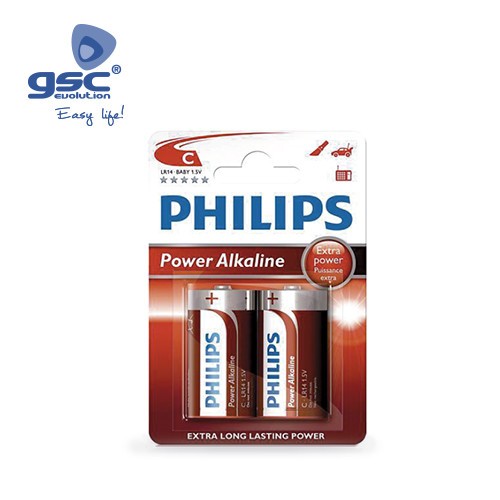 Piles Alcaline PHILIPS LR14 (C) Blister 2 Unités