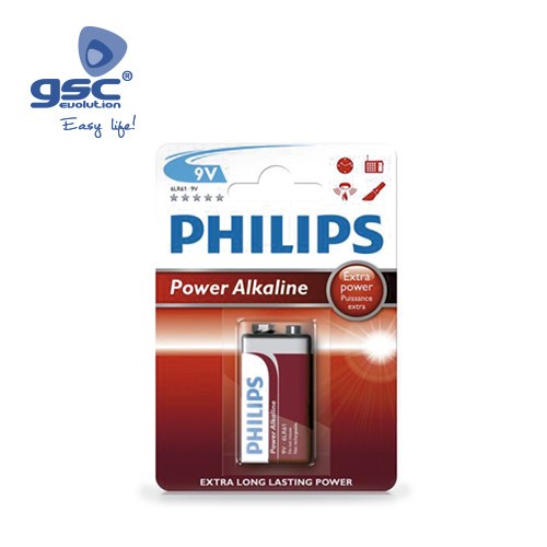Piles Alcaline PHILIPS 9V Blister 1 Unité