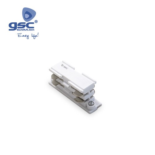 Connecteur Droit Triphasé court Blanc Pour Spot LED Sur Rail