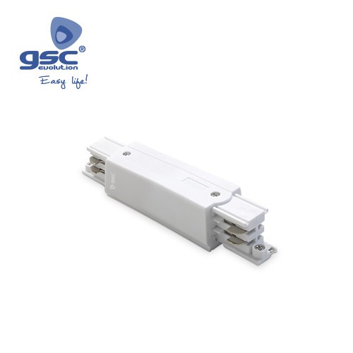 Connecteur Droit Triphasé Blanc Pour Spot Sur Rail LED
