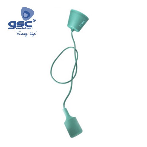 Suspension / Silicone E27 Cable Textile 1M - Turquoise